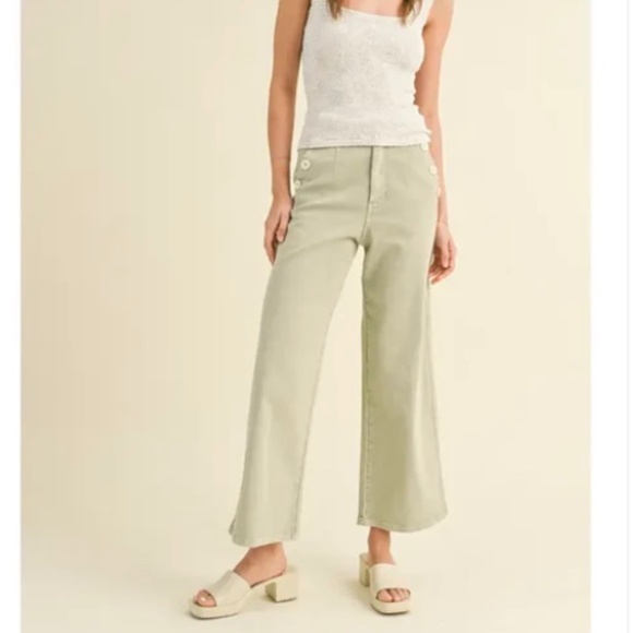 Miou Muse Wide Leg Sailor Pants in Sage - Picture 9 of 9